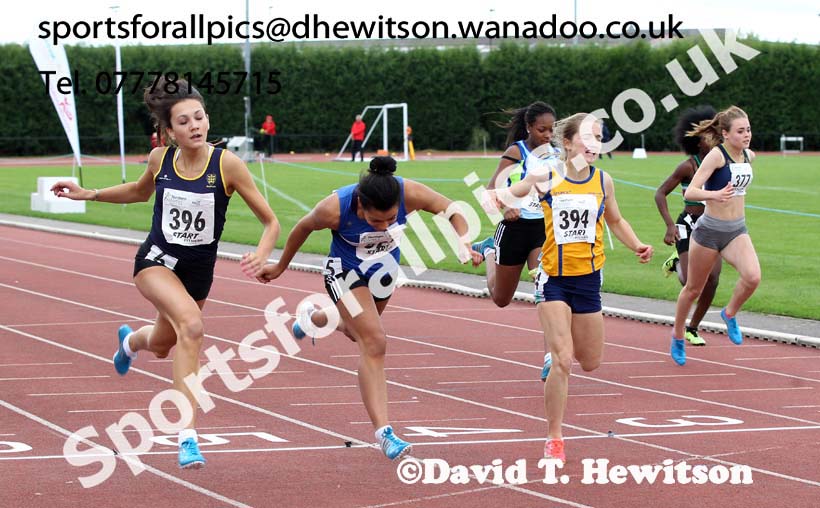 Under-17 womens 100 metres, Northern Under-15 and under-17 Championships, Wigan. Photo: David T. Hewitson/Sports for All Pics